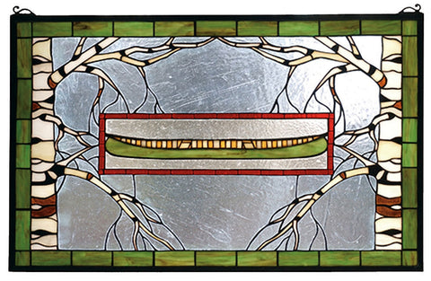 70490 North Country Canoe Stained Glass Window by Meyda Lighting | 28x18"