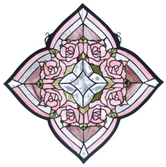 72642 Ring of Roses Stained Glass Window by Meyda Lighting | 20x20 inches
