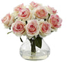 1367-LP Light Pink Artificial Roses in Vase in 10 colors by Nearly Natural | 11 inches