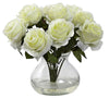 1367-WH White Artificial Roses in Vase in 10 colors by Nearly Natural | 11 inches