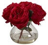 1391-RD Red Faux Fancy Roses w/Rosie Posie Vase in 4 colors by Nearly Natural | 8"