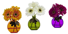 4825-S3 Faux Gerber Daisy S/3 Flowers in Colorful Vases by Nearly Natural | 9"