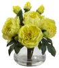 1400-YL Yellow Peony & Fancy Rose Silk Flowers in 3 colors by Nearly Natural | 14.5"