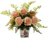 1379-PH Peach Roses & Maidenhair Silk Arrangement 8 colors by Nearly Natural | 13"