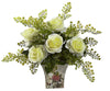 1379-WH White Roses & Maidenhair Silk Arrangement 8 colors by Nearly Natural | 13"