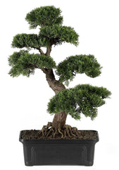4103 Cedar Silk Bonsai Tree with Planter by Nearly Natural | 24 inches