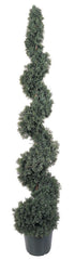 5166 Cedar Indoor Outdoor Silk Spiral Topiary by Nearly Natural | 5 feet