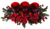 4914 Poinsettia & Berry Silk Candelabrum by Nearly Natural | 30 inches