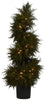 5915 Cedar Silk Spiral Topiary with Lights by Nearly Natural | 43 inches