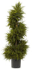 5915 Cedar Silk Spiral Topiary with Lights by Nearly Natural | 43 inches