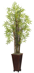 6746 Grass Bamboo Silk Tree with Planter by Nearly Natural | 5.5 feet