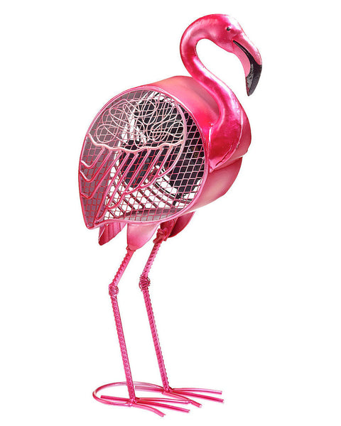 Flamingo Hand Painted Metal Figurine Table Fan