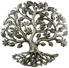 HMDSTREE5 Tree of Life w/Dragonflies & Flowers Metal Art 14" | Haiti Fair Trade by Global Crafts