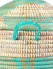 sen10o Aqua & White Chevron Medium Traditional Laundry Hamper Storage Basket | Senegal Fair Trade by Swahili Imports