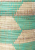 sen40o Aqua & White Chevron Medium Sahara Woven Laundry Hamper Basket | Senegal Fair Trade by Swahili Imports