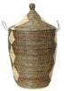 sen59b Black & Cream Mixed Pattern Set of 3 Traditional Storage Baskets | Senegal Fair Trade by Swahili Imports