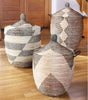 sen59b Black & Cream Mixed Pattern Set of 3 Traditional Storage Baskets | Senegal Fair Trade by Swahili Imports