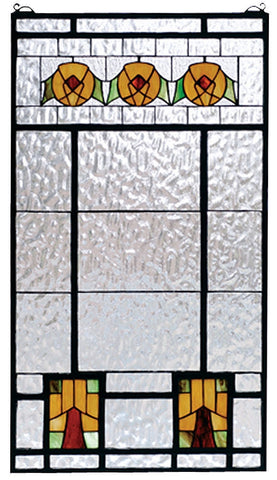 68104 Aurora Dogwood Stained Glass Window by Meyda Lighting | 18x32 inches