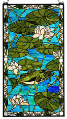 73629 Bass & Water Lilies Stained Glass Window by Meyda Lighting | 23x42"