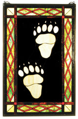 74143 Bear Tracks Stained Glass Window by Meyda Lighting | 18x26.5 inches