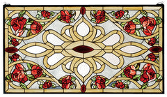 67139 Bed of Roses Stained Glass Window by Meyda Lighting | 36x20 inches