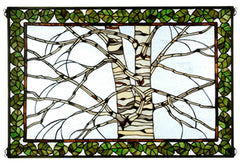 38538 Birch Tree in Winter Stained Glass Window by Meyda Lighting | 36x24"