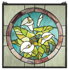 23866 Calla Lily Square Stained Glass Window by Meyda Lighting | 20 inches