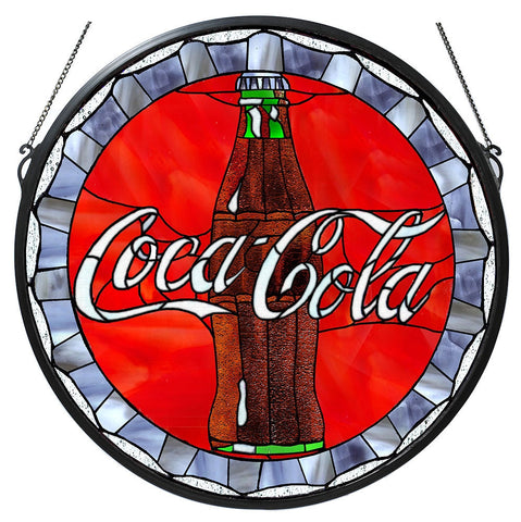 106225 Coca-Cola Bottle Cap Stained Glass Window by Meyda Lighting | 21"