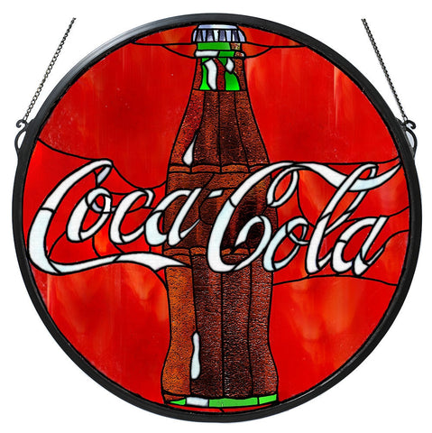 106226 Coca-Cola Button Stained Glass Window by Meyda Lighting | 21 inches
