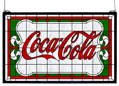 106234 Coca-Cola Nouveau Stained Glass Window by Meyda Lighting | 27x16"