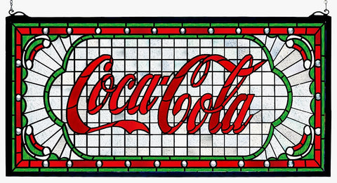 106233 Coca-Cola Victorian Web Red Stained Glass by Meyda Lighting | 25x12"