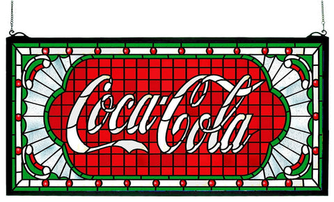 106231 Coca-Cola Victorian Web White Stained Glass by Meyda Lighting | 25x12"
