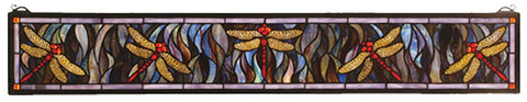 72896 Dragonfly Flight Stained Glass Window by Meyda Lighting | 40x6.5"