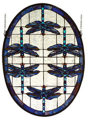 78087 Dragonfly Oval Stained Glass Window by Meyda Lighting | 22x30 inches