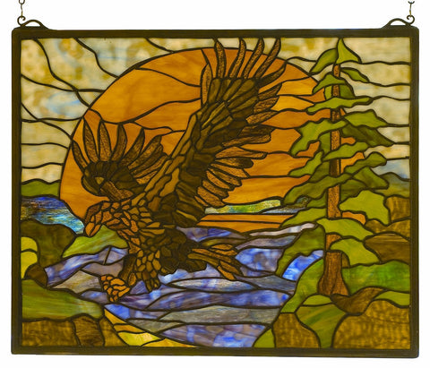 98106 Eagle at Sunset Stained Glass Window by Meyda Lighting | 20x16 inches