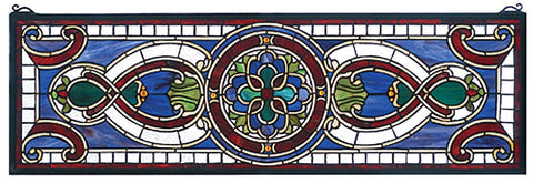 77907 Evelyn in Lapis Transom Stained Glass by Meyda Lighting | 35x11 inches