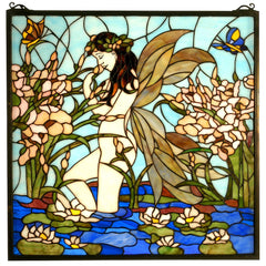 67520 Fairy Pond Square Stained Glass Window by Meyda Lighting | 20 inches