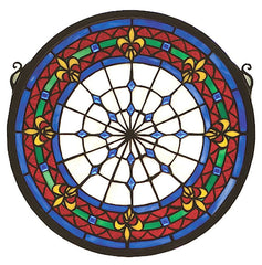 51810 Fleur-de-lis Crimson Stained Glass Window by Meyda Lighting | 13"