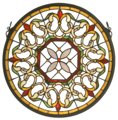 72306 Fleur-de-lis Inspired Beige Stained Glass by Meyda Lighting | 16"