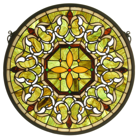 72307 Fleur-de-lis Inspired Green Stained Glass by Meyda Lighting | 16"