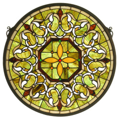 72307 Fleur-de-lis Inspired Green Stained Glass by Meyda Lighting | 16"
