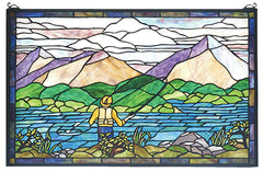 73649 Fly Fishing Stained Glass Window by Meyda Lighting | 30x19 inches