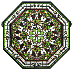 107223 Front Hall Floral Green Stained Glass by Meyda Lighting | 24.5 inches
