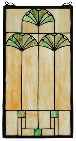 67787 Ginkgo Stained Glass Window by Meyda Lighting | 11x20 inches