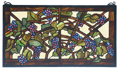 78088 Grape Arbor Stained Glass Window by Meyda Lighting | 22x12 inches