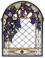 38656 Grape Diamond Trellis Arch Stained Glass by Meyda Lighting | 16x22"