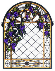 38327 Grape Diamond Trellis Arch Stained Glass by Meyda Lighting | 22x30"