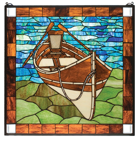 21440 Guideboat Beached Stained Glass Window by Meyda Lighting | 26 inches