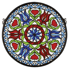 23284 Hex Medallion Stained Glass Window by Meyda Lighting | 17 inches