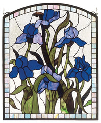36074 Iris Nostalgia Stained Glass Window by Meyda Lighting | 20x20 inches
